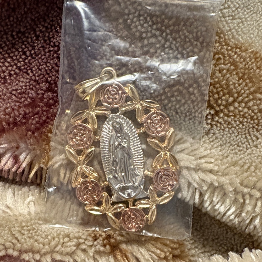 Gold and Rose Pendant with Religious Motif
